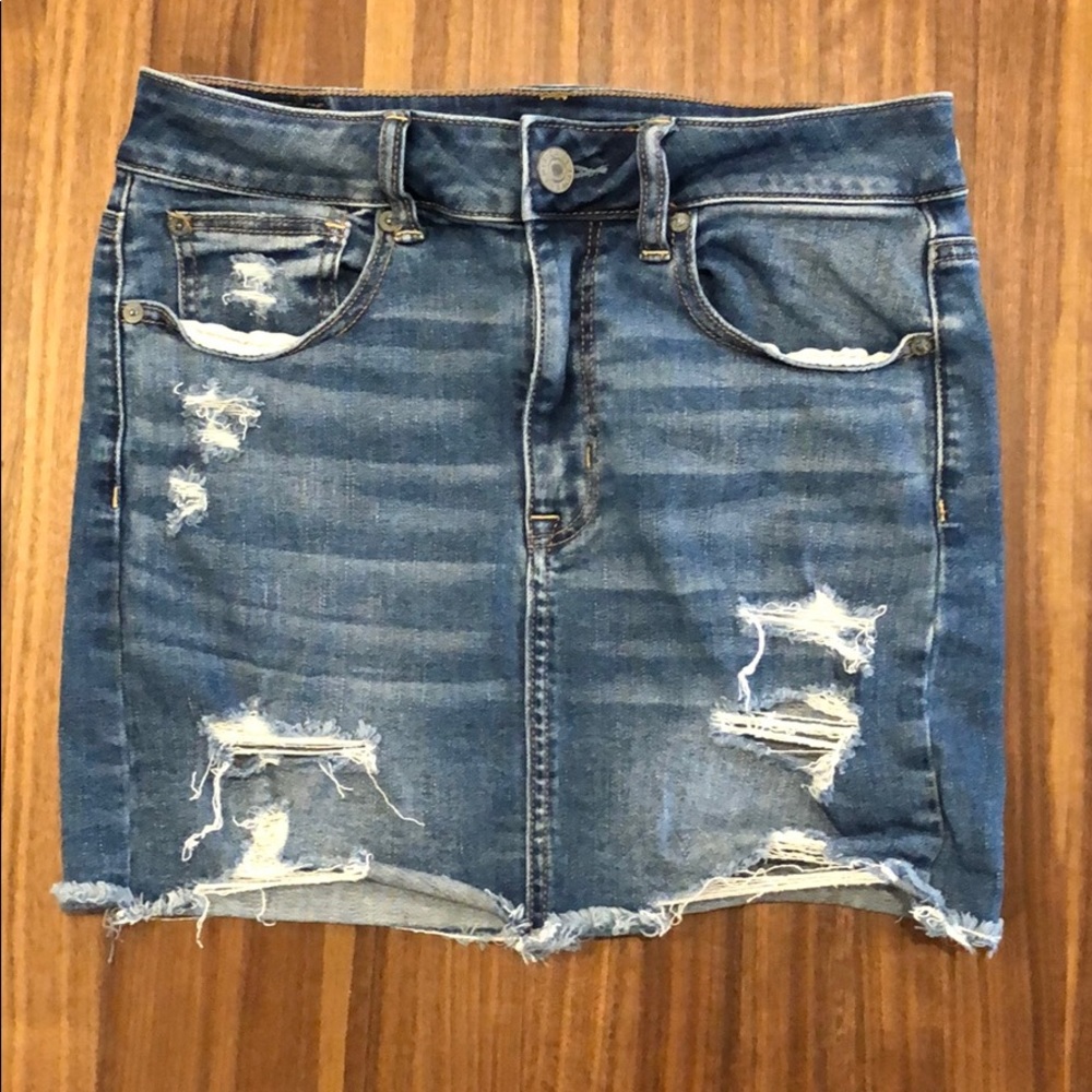 High-rise denim mini skirt
